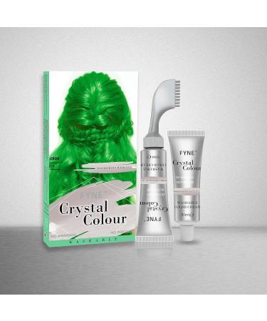 FYNE Crystal Colour Semi Permanent Hair Dye (Green - Jade) | Nice and Easy Hair Colour with Built-in Conditioner for Healthier, Shiny Hair - Buy Online on GoSupps.com