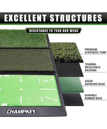CHAMPKEY TRI-Turf Golf Hitting Mat Come with 3 Impact Surfaces - Nylon Turf Fairway Golf Mat - Traces Swing Path and Improve Swing Accuracy - Buy Online on GoSupps.com