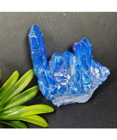 Natural Crystal Rough Home Decoration Crystal Cluster Specimen Blue Angel Aura Flower Natural Electroplating Gemstone Quartz Cluster Stones (Size : 90-110) - Buy Online on GoSupps.com