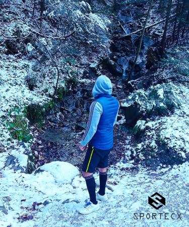 Sportecx Premium Compression Stockings for Men & Women | Cotton Support Socks for Sports Travel & Pregnancy | Black & Blue S-M - Buy Online on GoSupps.com