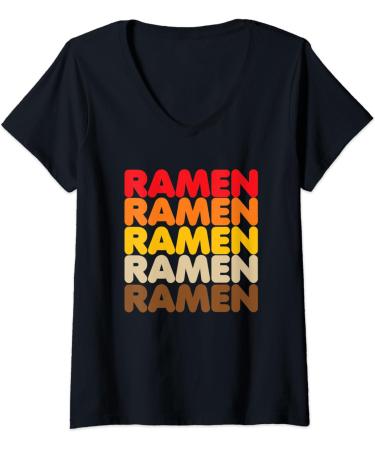Womens Ramen Ramen Ramen Vintage 70s Asian Noodles Love V-Neck T-Shirt