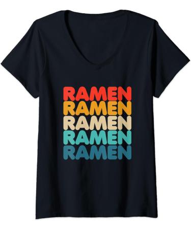 Womens Ramen Ramen Ramen Vintage 70s Asian Noodles Love 2 V-Neck T-Shirt