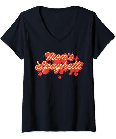 Womens Mom's Spaghetti Meatballs Tomato Sauce Mother's Day Mommy V-Neck T-Shirt
