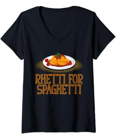 Womens Rhetti For Spaghetti Ready Eat Pasta Meatballs Tomato Sauce V-Neck T-Shirt - Buy Online on GoSupps.com
