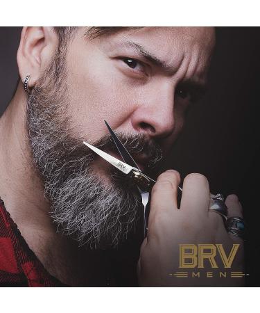 BRV MEN 14cm German Steel Hammer Forged Beard & Mustache Scissors - 100% Stainless Steel - Razor Sharp Trimming Shears (Right Handed, Silver) - Buy Online on GoSupps.com