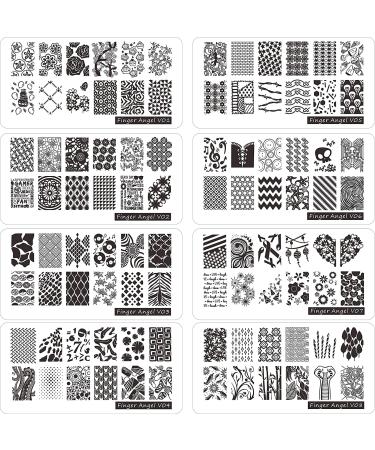 FingerAngel 21Pcs Nail Stamp Plate Set - Flowers Leaves Design Stamping Nail Art Kit with Stamper, Scraper, and Case - Buy Online on GoSupps.com