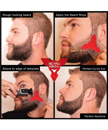 BEARD NINJA Beard Shaping Tool - Lineup & Edging Template for Goatee, Mustache, Neckline - Red - Buy Online on GoSupps.com