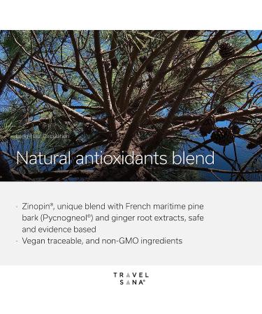 TRAVELSANA Long-Haul Circulation Supplement - Pycnogenol 100mg for Swollen Legs & Ankles - French Maritime Pine Bark & Ginger Root - Fast-Acting - 10 Servings - Buy Online on GoSupps.com