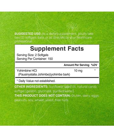 Yohimbine HCL 10mg 300 Softgels - 5 Months Supply, Extra Strength Plant Based Supplements for Energy and Performance - Gluten-Free, Non-GMO, Easy to Swallow - Buy Online on GoSupps.com