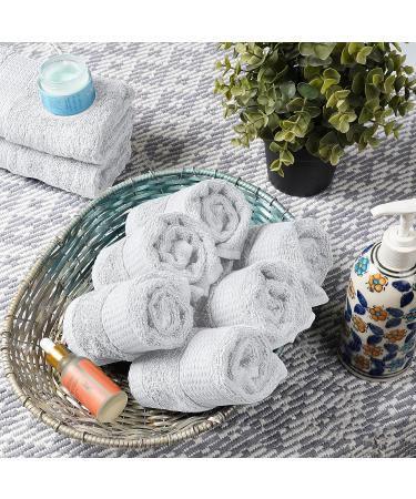 Luxe 100% Cotton Wash Cloths Set - Premium Spa Quality White 12 Pc Bulk Pack - Buy Online on GoSupps.com