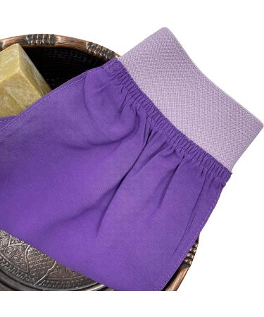 Turkish 100% Silk Exfoliating Gloves & Mitt - Bath Scrub Fake Tan Remover for Men & Women | Feel Fine (Purple & Lilac - Buy Online on GoSupps.com