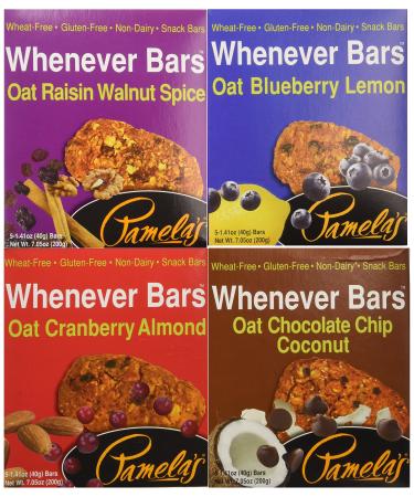 Pamela's Products Gluten Free Whenever Bars, Variety Pack of 4 Flavors, 20 Bars Total