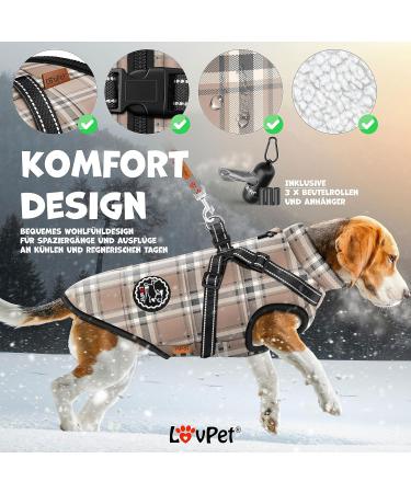 LOVPET Dog Jacket - Waterproof Winter Vest with Dishes 45 Fenders Reflectors & D-Ring - 2XL Beige | International Shipping Available - Buy Online on GoSupps.com