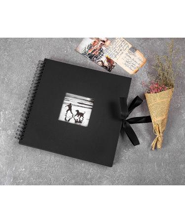 12x12 Inch Wedding Scrapbook Photo Album with 216 Photo Corners - 60 Pages, Black - Buy Online on GoSupps.com