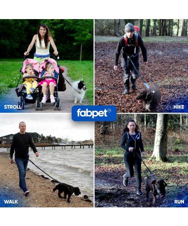 Fabpet Hands Free Dog Lead for Running and Walking - Dual D-ring Design, Adjustable Waist Belt, Blue Waist Pouch and Handles - Up to 60kg - Buy Online on GoSupps.com