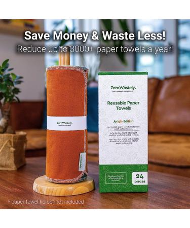 ZeroWastely Jungle Reusable Paper Towels - 24-Pack Eco-Friendly Cloth Towels for Zero Waste Living - Buy Online on GoSupps.com