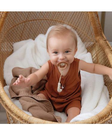 Bleu La La Lulubabe Pacifier - Stage 1 - Set of Two Tone Silicone Paci with Standard Handle, Hospital Nipple - Sage + Khaki - Buy Online on GoSupps.com