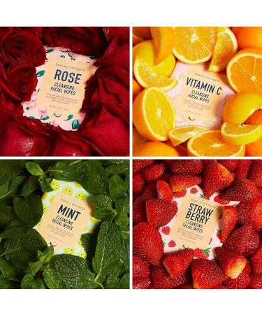 Beauty Concepts Mint Vitamin C Strawberry and Rose Facial Cleansing Wipes - 4 Pack (30 Count Each) - Buy Online on GoSupps.com