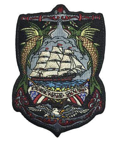 Homeward Bound Embroidered Morale Patch Based on The Nautical Tattoo