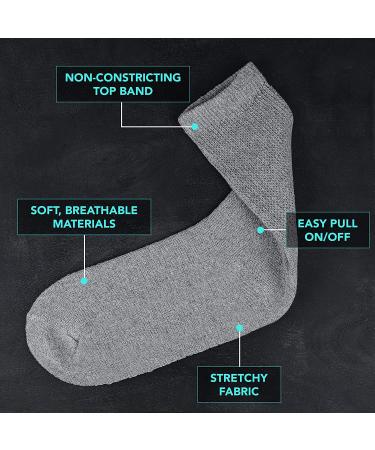 Diabetic Cotton Crew Socks 6 Pairs 10-13 Beige | Men's Women's Loose Fit Non-Binding - Buy Online on GoSupps.com