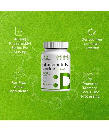 Phosphatidylserine 400mg | 150 Capsules | Soy Free | Sunflower Derived | Third Party Tested | Brain Health Nootropic - Buy Online on GoSupps.com