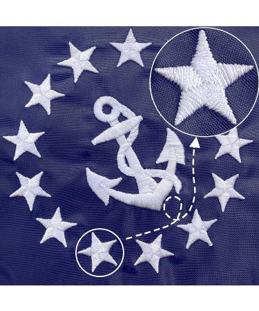Embroidered Stars & Anchor Boat Flag 12x18 Inch - American Heavy Duty Nylon Marine Flag with Brass Grommets - Buy Online on GoSupps.com
