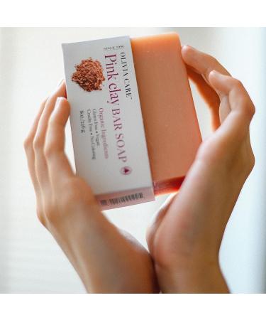 Olivia Care Pink Clay Bar Soap - 100% Natural Vegan & Organic - Face & Body Detox Exfoliate Hydrate Moisturize - 8 OZ - Buy Online on GoSupps.com