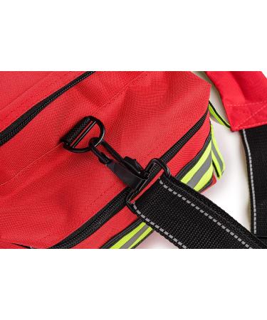 Scherber First Responder Bag | Fully-Stocked EMT/EMS Trauma Kit | 200+ First Aid Supplies | Reflective Red Bag w/ 8 Pockets & Shoulder Strap - Buy Online on GoSupps.com