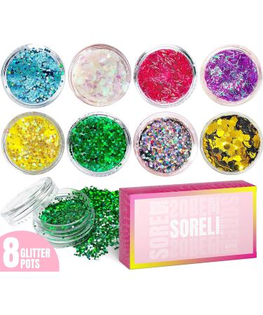 8-Piece Glitter Makeup Set by UK Company - Festival, Body & Halloween Glitter - Buy Online on GoSupps.com