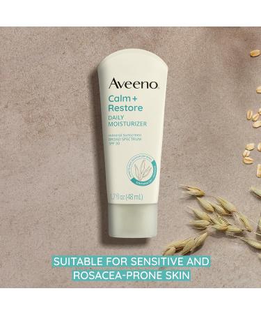 Aveeno Calm + Restore Daily Moisturizer Mineral Sunscreen with Broad Spectrum SPF 30 Lightweight All Day Moisture + UVA/UVB Sun Protection for Sensitive Skin Fragrance Free 1.7 fl. Oz | Mineral Sunscreen Lightweight Al  - Buy Online on GoSupps.com