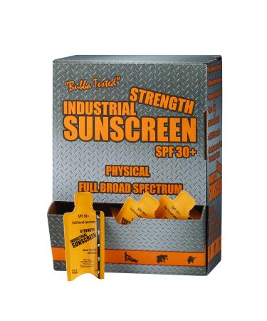 Box of 100-5ML Packet Industrial Zinc Oxide Sunscreen SPF30+ Full Broad Spectrum Rubs in Clear Protects Immediately 80-min Water Resistance. Anti-inflammatory Properties.