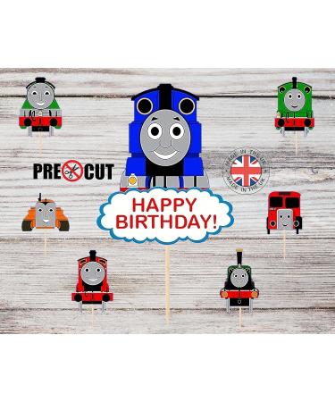 Thomas The Tank Engine Themed 7 Piece Set Birthday Cake Topper & 6 Cupcake Toppers Stand Up Cake Decoration - Buy Online on GoSupps.com
