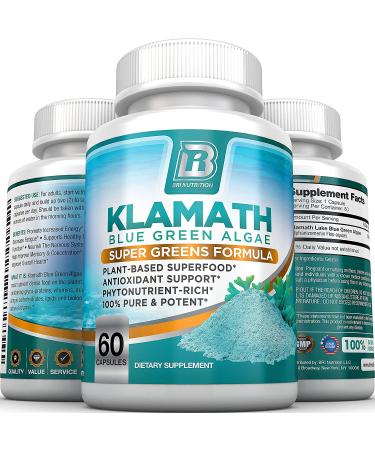 BRI Nutrition Klamath Blue Green Algae 500mg - Pure Source from Klamath Lake - 60 Gel Capsules - Buy Online on GoSupps.com