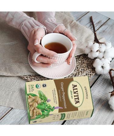 Alvita Organic Ginger Peppermint Tea | 24 Premium Quality Herbal Tea Bags - Buy Online on GoSupps.com