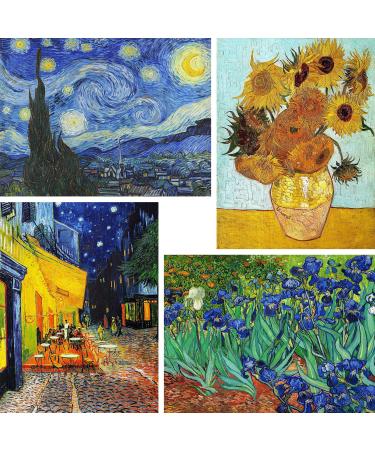VeGuude Paint by Numbers for Adults and Kids Beginner 4 Pack Van Gogh Starry Night Painting by Number Kits On Canvas Without Frame DIY Oil Painting Acrylic Paints Home Wall Decor Gift 12x16inch