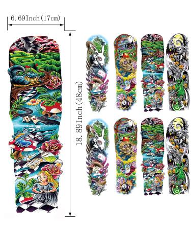 Dalin Extra Large Fake Tattoo Sleeves for Women Men 10 Sheets - Nightmare Halloween Collection - Buy Online on GoSupps.com
