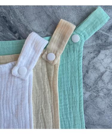 Baby Luxe 5-in-1 Mini Muslin Square Bib Toy Holder Washcloth Comforter - With Clip Attachment For Baby Bag Pacifiers Teething Toys and More (Set of 3: Yellow Mint White) 23_23_cm Yellow Mint White - Buy Online on GoSupps.com