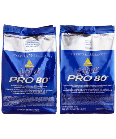 Inkospor Active Proteinshake Pro 80 bags 2-pack (2 x 500 g) Vanilla/Raspberry Yoghurt 1-pack (1 x 1 kg)
