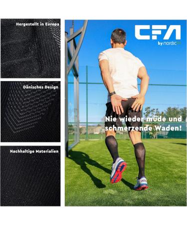 CFA V2 Compression Socks for Men & Women | Sustainable Danish Design | Ideal for Running Gym Cycling & Muscle Recovery - 2 Pairs - Schwarz - Buy Online on GoSupps.com