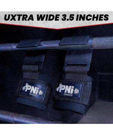 PNI Weight Lifting Wrist Straps with Steel Hooks 1 Pair - Heavy Duty Wrist Support for Powerlifting - Neoprene Padded Wraps for Gym Training - Buy Online on GoSupps.com