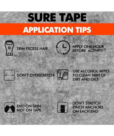 Shop Sure Tape Water Resistant Kinesiology Tape - 20 Precut Latex Free Strips for Sports Therapy - Buy Online on GoSupps.com