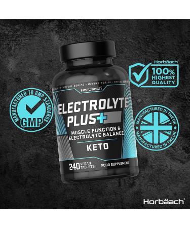 Electrolyte Tablets 1575mg | 240 Vegan Tablets with Potassium Chloride Calcium Magnesium & Sodium | Keto Electrolyte Powder Alternative | by Horbaach - Buy Online on GoSupps.com