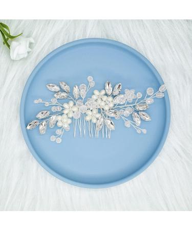 Wedding Hair Accessories Fanvoes Hair Pieces Comb for Brides Bridal - Silver Vintage Headpiece Jewelry Decorations w/Rhinestone Crystal Ivory Pearl for Mother of Bride Bridesmaid Women Flower Girls - Buy Online on GoSupps.com