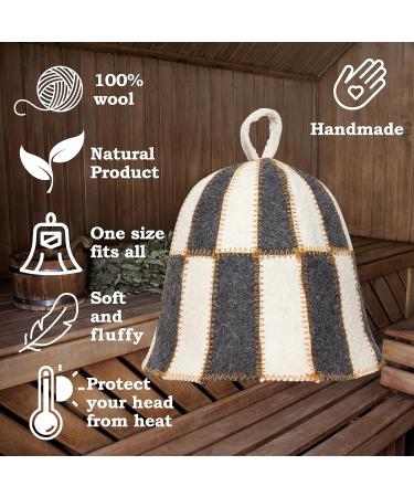 ASKOLD Wool Sauna Hat - Embroidered Cells - Gray/White | Premium Quality Sauna Accessories - Buy Online on GoSupps.com