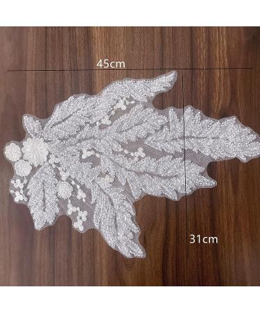 2 Pcs White Sequin Crystal Beaded Appliques - 3D Floral Embroidery Patches for Wedding Dress and DIY Crafts - Buy Online on GoSupps.com