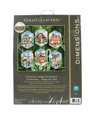 Dimensions Gold Collection Christmas Village Counted Cross Stitch Ornament Kit, 6 pcs