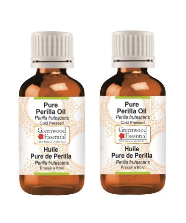 Greenwood Essential Pure Perilla Oil (Perilla frutescens) Cold Pressed (Pack of Two) 100ml X 2 (6.76 oz)
