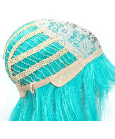 Faelbaty Short Bob Wavy Wig with Air Bangs - Synthetic Cosplay Wig for Women, Mint Green Halloween Costume - Buy Online on GoSupps.com