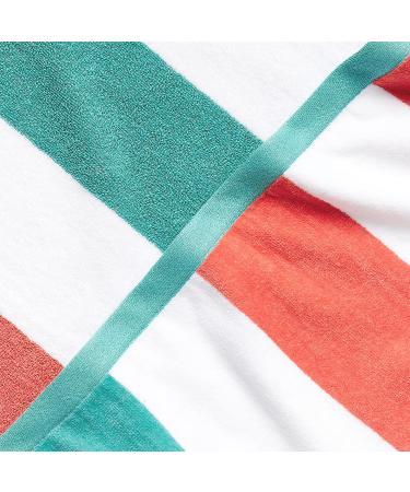 Amazon Basics Oversized Premium Cotton Beach Towel 2-Pack - Coral/Turquoise Pop Stripe - 36 x 72 - Extra Large Towels - Buy Online on GoSupps.com