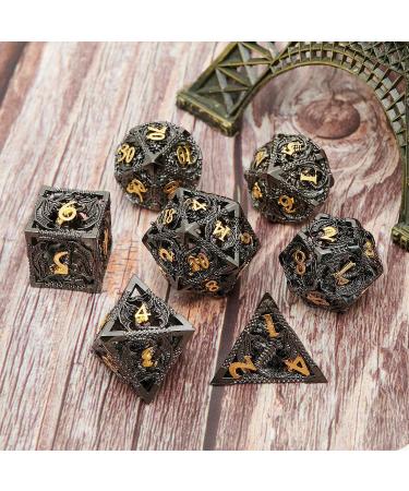 Metal Dice Set - D&D Hollow Polyhedral Dice for RPG Games - Black & Gold - Buy Online on GoSupps.com